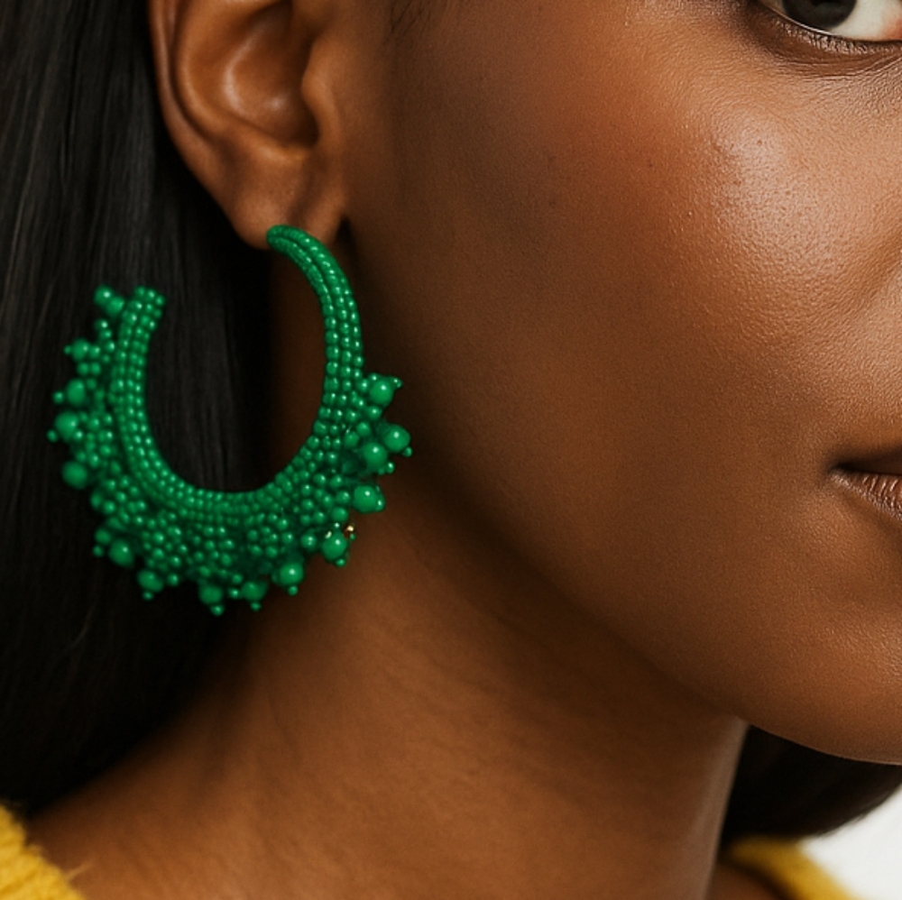 FESTIVE BEADED HOOP EARRINGS